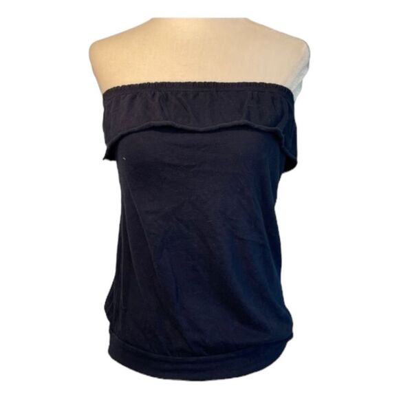 Abercrombie & Fitch Tops - Abercrombie Top Navy Blue Jersey Knit Off The Shoulders Ruffle Flounce Sz XL